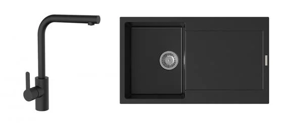 K-StrongSinks S3 Set dřez Zala 860x500mm granit černá + Baterie Ipoly černá Výprodej