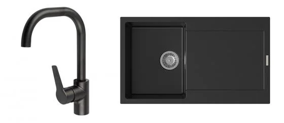Expresní Doručení K-StrongSinks S3 Set dřez Zala 860x500mm granit černá + Baterie Garonne černá