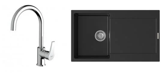 K-StrongSinks S3 Set dřez Zala 860x500mm granit černá + Baterie Rhona chrom Víkendová Akce