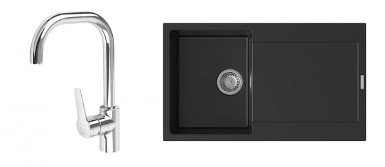 K-StrongSinks S3 Set dřez Zala 860x500mm granit černá + Baterie Garonne chrom Levný