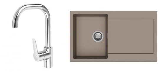 K-StrongSinks S3 Set dřez Zala 860x500mm granit béžová + Baterie Garonne chrom Oblíbený