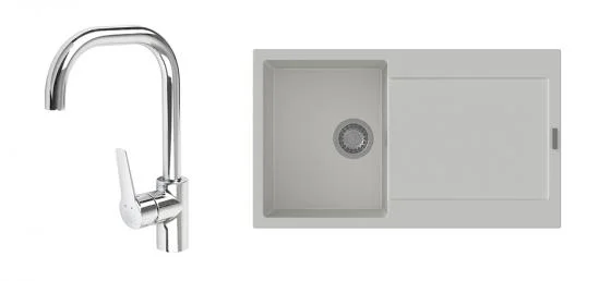 Odeslání Ihned K-StrongSinks S3 Set dřez Zala 860x500mm granit bílá + Baterie Garonne chrom