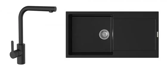 K-StrongSinks S3 Set dřez Zala 1000x500mm granit černá + Baterie Ipoly černá Novinka
