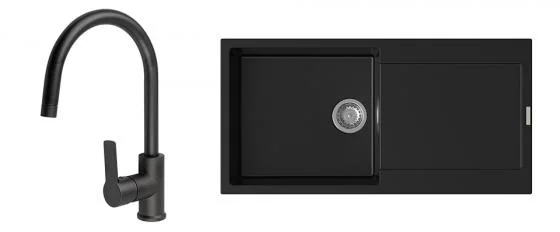 K-StrongSinks S3 Set dřez Zala 1000x500mm granit černá + Baterie Loira černá Nejprodávanější