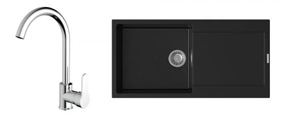 K-StrongSinks S3 Set dřez Zala 1000x500mm granit černá + Baterie Seina chrom Poslední Šance