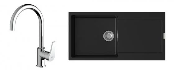 K-StrongSinks S3 Set dřez Zala 1000x500mm granit černá + Baterie Rhona chrom Bezpečná Platba