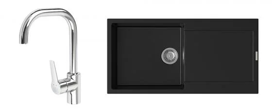 Finální Výprodej K-StrongSinks S3 Set dřez Zala 1000x500mm granit černá + Baterie Garonne chr.