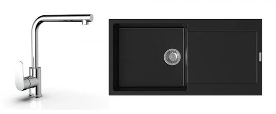 K-StrongSinks S3 Set dřez Zala 1000x500mm granit černá + Baterie Stréva chr. Poslední Šance