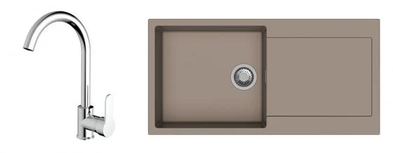K-StrongSinks S3 Set dřez Zala 1000x500mm granit béžová + Baterie Seina chrom Horká Nabídka