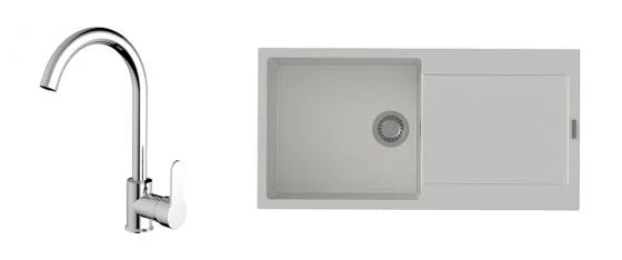 K-StrongSinks S3 Set dřez Zala 1000x500mm granit bílá + Baterie Seina chrom Kup Teď