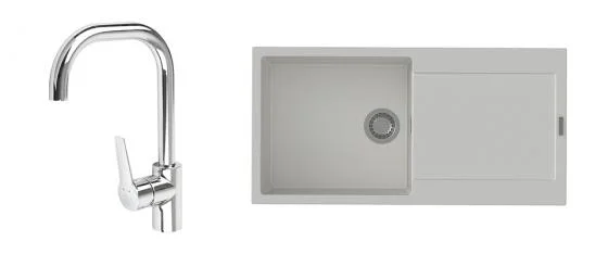Akční Nabídka K-StrongSinks S3 Set dřez Zala 1000x500mm granit bílá + Baterie Garonne chr.