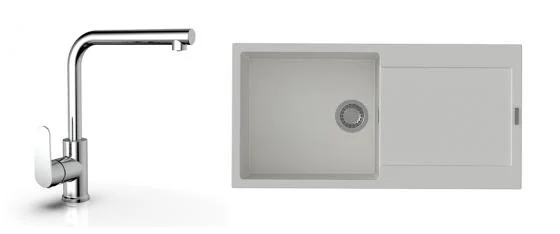 Oblíbený K-StrongSinks S3 Set dřez Zala 1000x500mm granit bílá + Baterie Stréva chr.