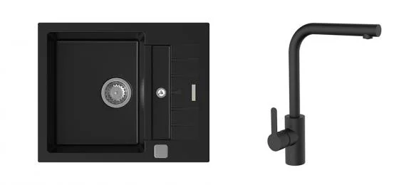 K-StrongSinks S3 Set dřez Vardar 615x500mm granit černá + Baterie Ipoly černá Oblíbený