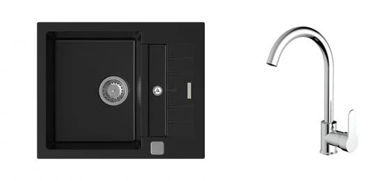 Kup Teď K-StrongSinks S3 Set dřez Vardar 615x500mm granit černá + Baterie Seina chrom