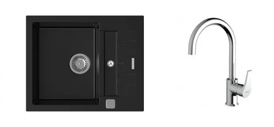 Originální K-StrongSinks S3 Set dřez Vardar 615x500mm granit černá + Baterie Rhona chrom
