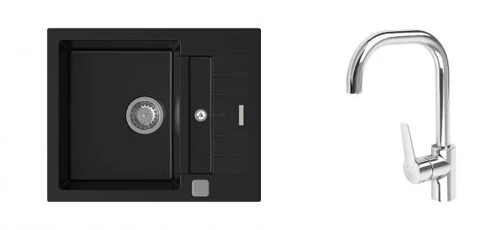 K-StrongSinks S3 Set dřez Vardar 615x500mm granit černá + Bater. Garonne chrom Doprava Zdarma