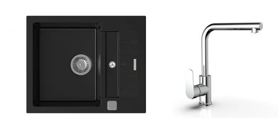 K-StrongSinks S3 Set dřez Vardar 615x500mm granit černá + Bater. Stréva chrom Pouze Dnes