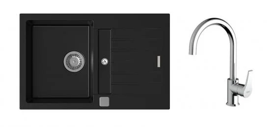 K-StrongSinks S3 Set dřez Vardar 780x500mm granit černá + Baterie Rhona chrom Akční Cena