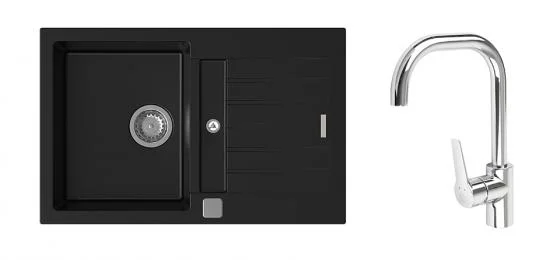 K-StrongSinks S3 Set dřez Vardar 780x500mm granit černá + Baterie Garonne chr. Hit Sezóny