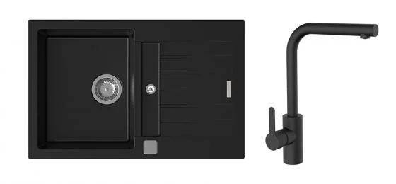 K-StrongSinks S3 Set dřez Vardar 780x500mm granit černá + Baterie Ipoly černá Bezpečná Platba