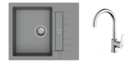 K-StrongSinks S3 Set dřez Vardar 615x500mm granit šedá + Baterie Rhona chrom Akční Nabídka