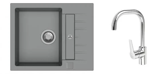 Novinka K-StrongSinks S3 Set dřez Vardar 615x500mm granit šedá + Baterie Garonne chrom