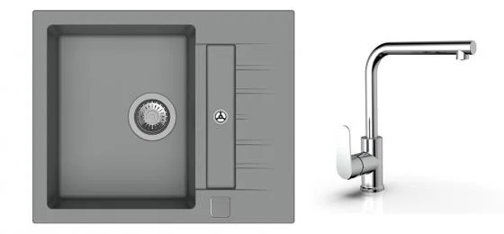 K-StrongSinks S3 Set dřez Vardar 615x500mm granit šedá + Baterie Stréva chrom Výhodná Nabídka