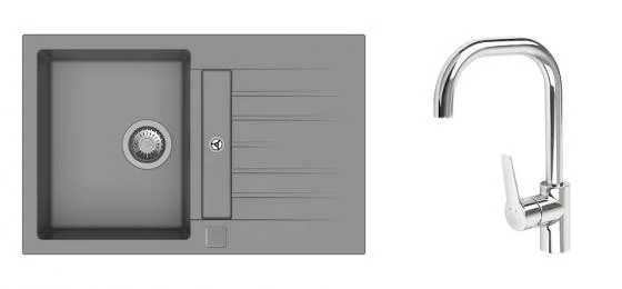 K-StrongSinks S3 Set dřez Vardar 780x500mm granit šedá + Baterie Garonne chr. Akční Cena