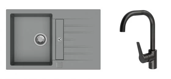 K-StrongSinks S3 Set dřez Vardar 780x500mm granit šedá + Baterie Garonne černá Ověřený