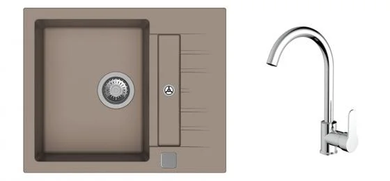 K-StrongSinks S3 Set dřez Vardar 615x500mm granit béžová + Baterie Seina chrom Finální Výprodej