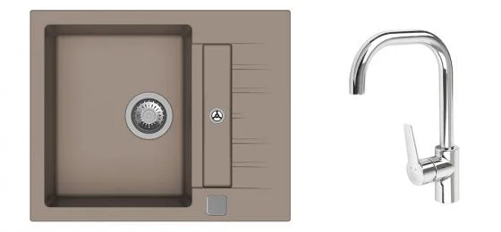 Novinka K-StrongSinks S3 Set dřez Vardar 615x500mm granit béžová + Bater. Garonne chrom