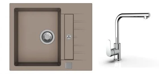 Nejprodávanější K-StrongSinks S3 Set dřez Vardar 615x500mm granit béžová + Bater. Stréva chrom