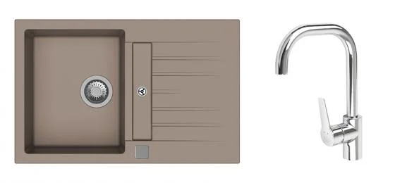 K-StrongSinks S3 Set dřez Vardar 780x500mm granit béžová + Baterie Garonne chr. Zlevněný