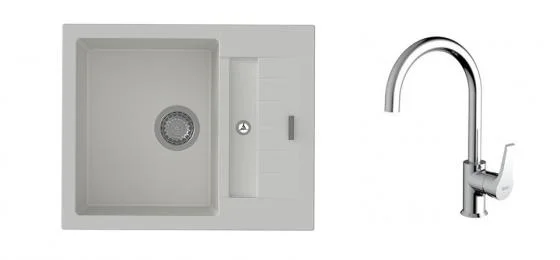 Levný K-StrongSinks S3 Set dřez Vardar 615x500mm granit bílá + Baterie Rhona chrom