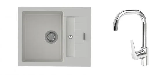 K-StrongSinks S3 Set dřez Vardar 615x500mm granit bílá + Baterie Garonne chrom Koupit Online