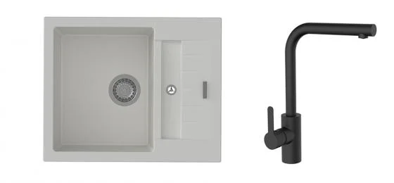 K-StrongSinks S3 Set dřez Vardar 615x500mm granit bílá + Baterie Ipoly černá Cenově Výhodný
