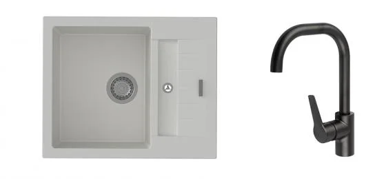 K-StrongSinks S3 Set dřez Vardar 615x500mm granit bílá + Baterie Garonne černá Levný