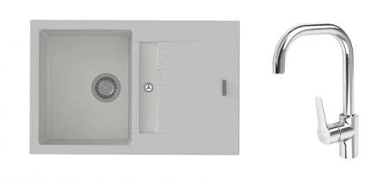 K-StrongSinks S3 Set dřez Vardar 780x500mm granit bílá + Baterie Garonne chr. Objednat Nyní