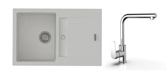 Originální K-StrongSinks S3 Set dřez Vardar 780x500mm granit bílá + Baterie Stréva chr.