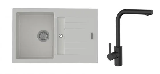 Pouze Dnes K-StrongSinks S3 Set dřez Vardar 780x500mm granit bílá + Baterie Ipoly černá