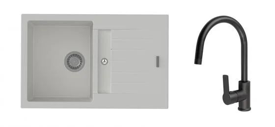 Kup Teď K-StrongSinks S3 Set dřez Vardar 780x500mm granit bílá + Baterie Loira černá