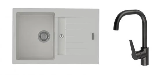 Akce K-StrongSinks S3 Set dřez Vardar 780x500mm granit bílá + Baterie Garonne černá