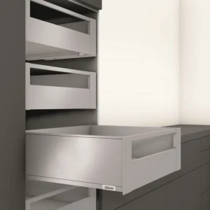 Značkový K-BLUM Legrabox, zásuvka C pure 550mm/40kg, Blumotion/TOB, bílá, vnitřní, sklo