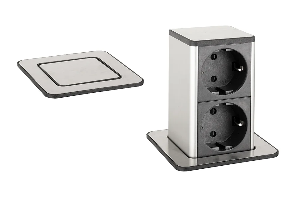 Novinka StrongPower PowerUp zásuvka, 2x230V, Schuko, nerez
