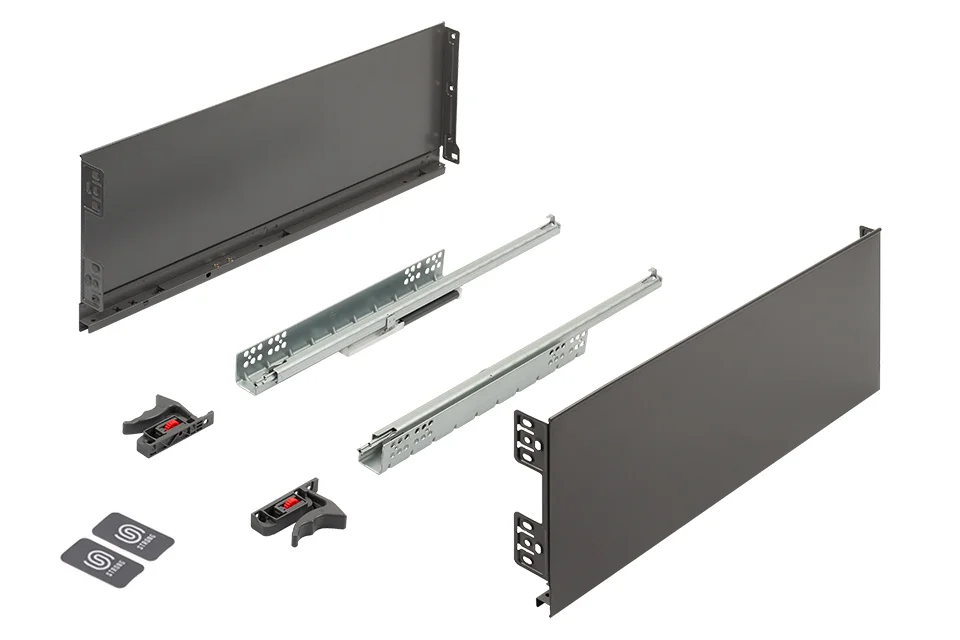K-StrongMini zásuvka 185/500mm, tlumený plnovýsuv 30kg, šedá Akční Nabídka