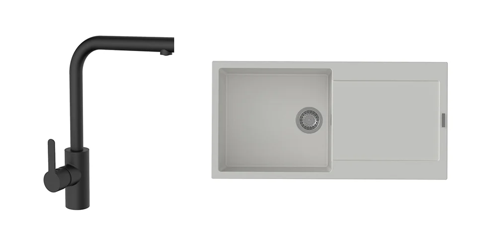 Ověřený K-StrongSinks S3 Set dřez Zala 1000x500mm granit bílá + Baterie Ipoly černá