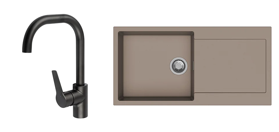 K-StrongSinks S3 Set dřez Zala 1000x500mm granit béžová+ Bater. Garonne černá Expresní Doručení
