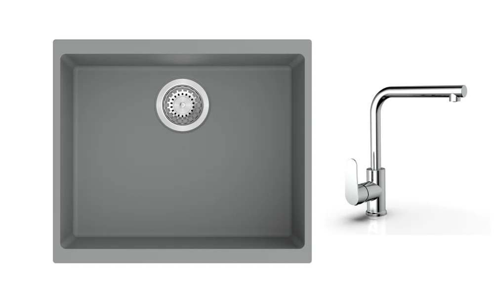 K-StrongSinks S3 Set dřez Hron 530x460mm granit šedá + Baterie Stréva chrom Ověřený