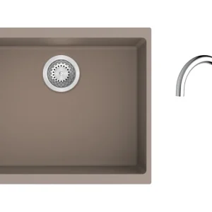 Zlevněný K-StrongSinks S3 Set dřez Hron 530x460mm granit béžová + Baterie Rhona chrom