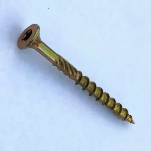 Značkový Konstrukční vrut do dřeva 3,5x40 mm se zápustnou hlavou – žlutý zinek